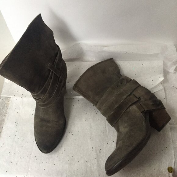 Janet & Janet Italy Gray Taupe mid calf pull on boot Size 38.5 Bohemian Western - Picture 16 of 16